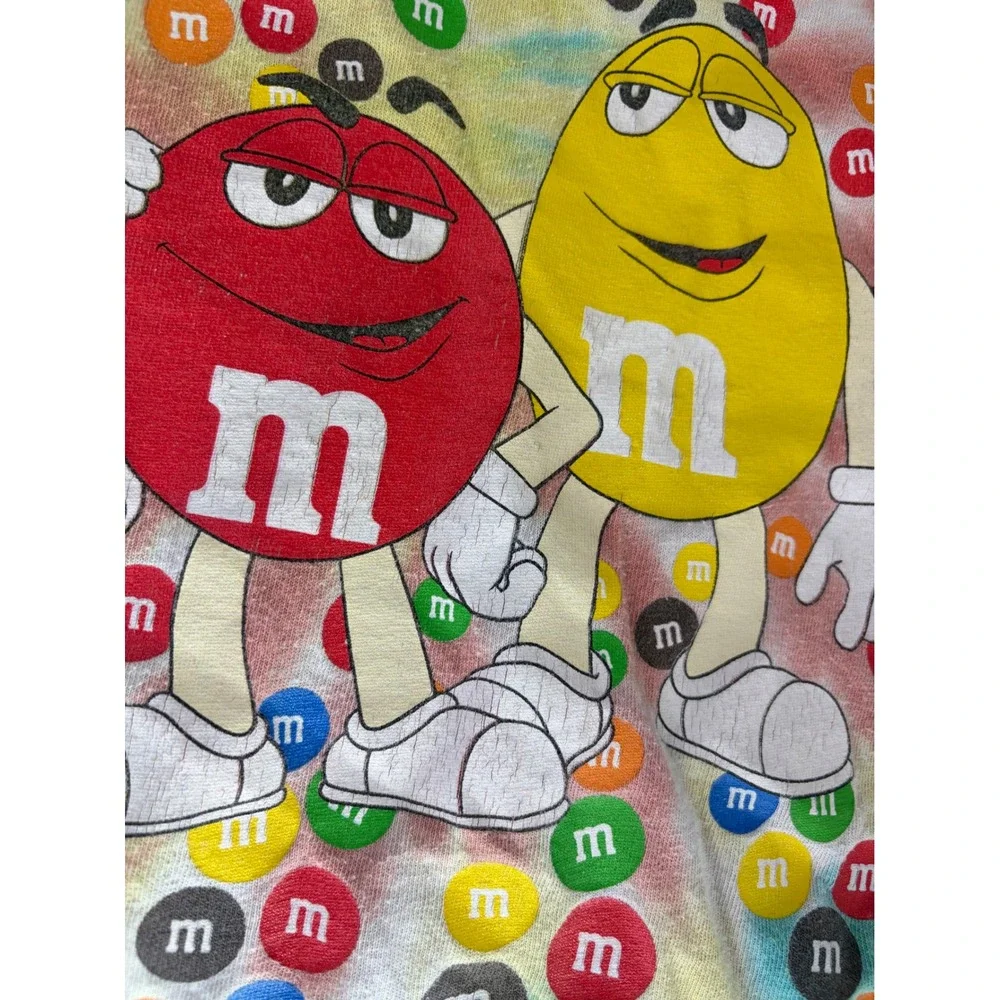 M&M's Official Licensed Tie Dye T-Shirt Mens 2XL Red Yellow Characters Candy